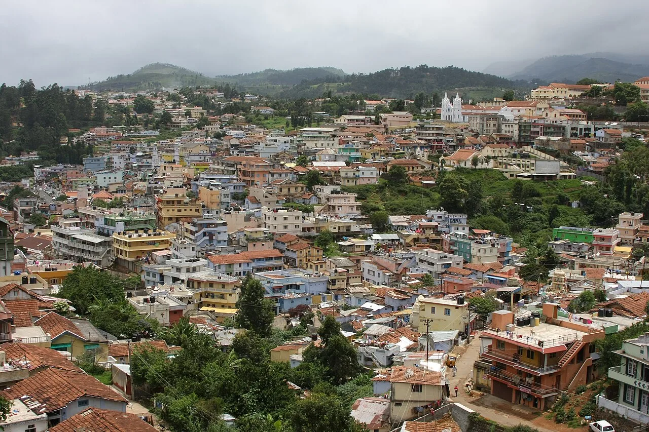 Coonoor town seen from a nearby hillside