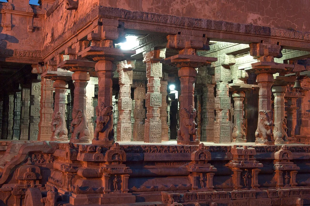 Airavatesvara Temple at Darasuram illuminated at night
