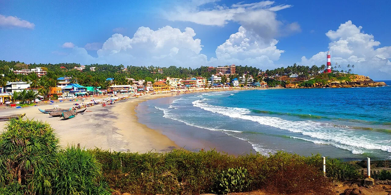 Kovalam beachfront in Kerala