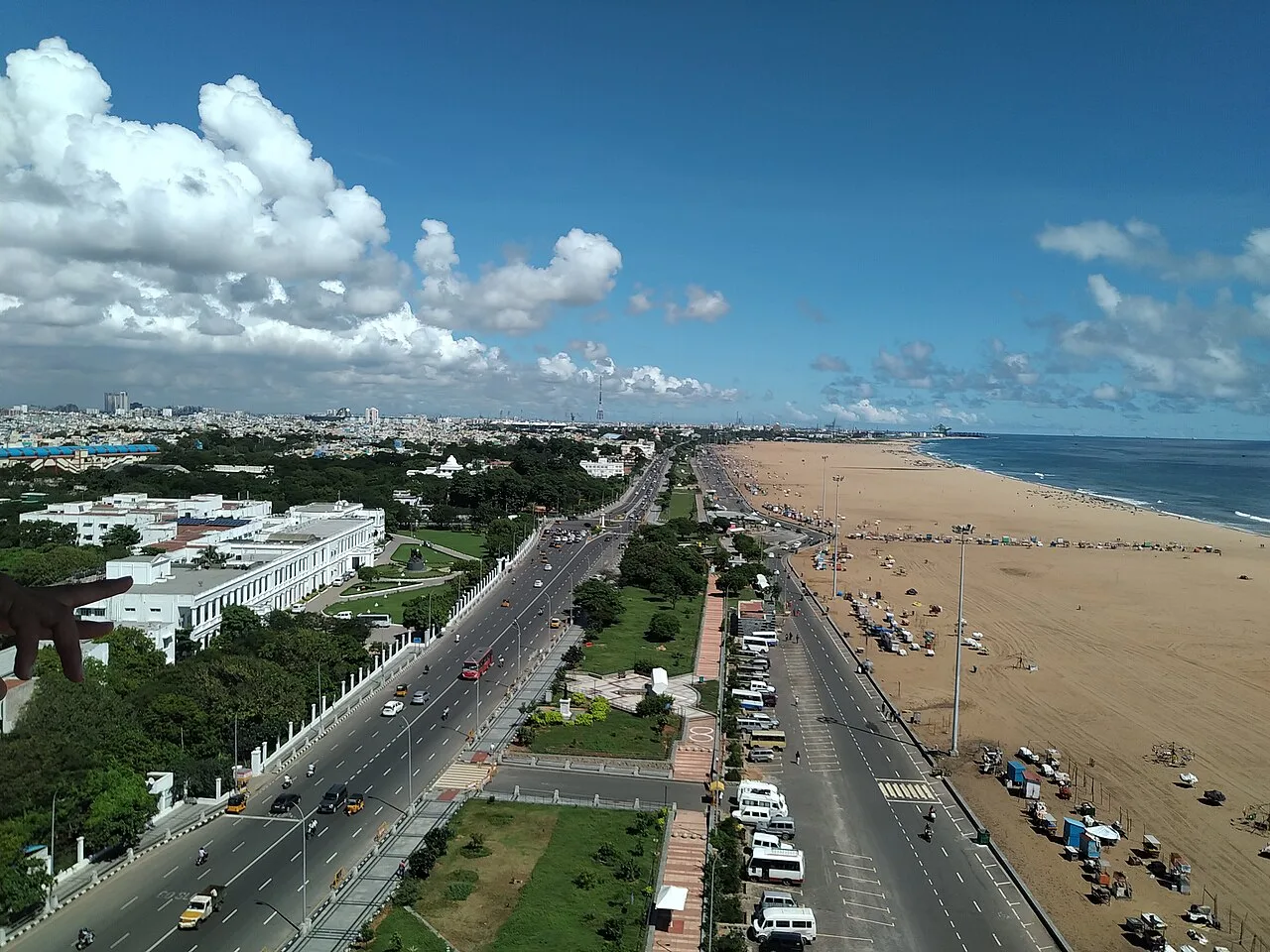 Marina Beach and Chennai viewed from the lighthouse