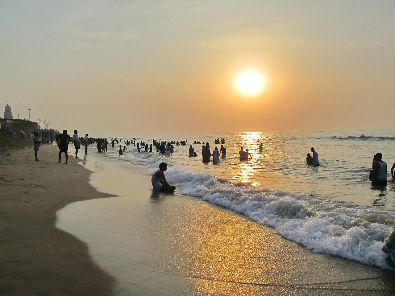 Sunrise on the shore at Tiruchendur