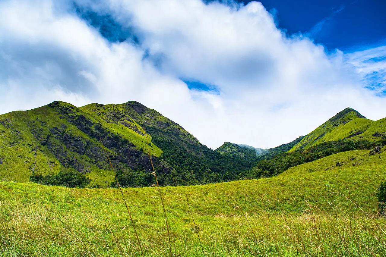 Hills near the heart-shaped lake in Wayanad